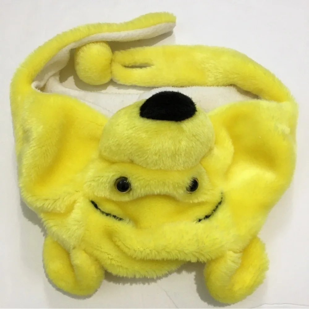 Toddler boy yellow bear fleece lined winter hat